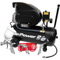 SEALEY Air Compressor 24L Direct Drive 2Hp With 4Pc Air Accessory Kit | SAC2420APK | GSF Car Parts