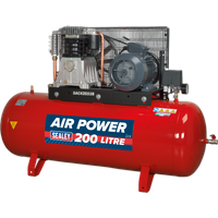 SEALEY Air Compressor 200L Belt Drive 5.5Hp 3Ph 2-Stage With Cast Cylinders | SAC42055B | GSF Car Parts