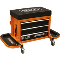 SEALEY Mechanic's Utility Seat & Toolbox - Orange | SCR18O | GSF Car Parts