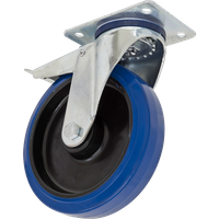 SEALEY Heavy-Duty Blue Elastic Rubber Swivel Castor Wheel With Total Lock Ø100mm - Trade | SCW3100SPLEM | GSF Car Parts