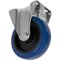 SEALEY Heavy-Duty Blue Elastic Rubber Fixed Castor Wheel Ø125mm - Trade | SCW3125FPEM | GSF Car Parts