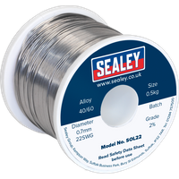 SEALEY Solder Wire Quick Flow 2% 0.7mm/22Swg 40/60.5Kg Reel | SOL22 | GSF Car Parts