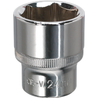 SEALEY Walldrive® Socket 24mm 1/2"sq Drive Fully Polished | SP1224 | GSF Car Parts