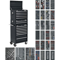 SEALEY Tool Chest Combination 14 Drawer With Ball-Bearing Slides - Black & 1179Pc Tool Kit | SPTCOMBO2 | GSF Car Parts