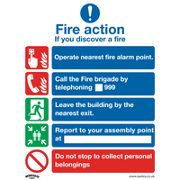 SEALEY Safe Conditions Safety Sign - Fire Action Without Lift - Rigid Plastic - Pack Of 10 | SS20P10 | GSF Car Parts