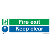 SEALEY Safe Conditions Safety Sign - Fire Exit Keep Clear (Large) - Rigid Plastic - Pack Of 10 | SS32P10 | GSF Car Parts