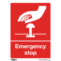 SEALEY Safe Conditions Safety Sign - Emergency Stop - Rigid Plastic | SS35P1 | GSF Car Parts