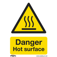 SEALEY Warning Safety Sign - Danger Hot Surface - Rigid Plastic - Pack Of 10 | SS42P10 | GSF Car Parts