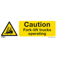 SEALEY Warning Safety Sign - Caution Fork-Lift Trucks - Rigid Plastic - Pack Of 10 | SS44P10 | GSF Car Parts