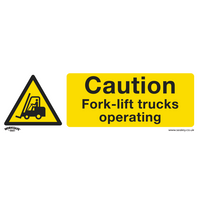 SEALEY Warning Safety Sign - Caution Fork-Lift Trucks - Self-Adhesive Vinyl | SS44V1 | GSF Car Parts
