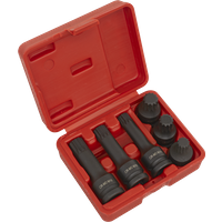 SEALEY Impact Spline Socket Bit Set 6Pc 1/2"sq Drive | SX052 | GSF Car Parts