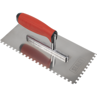 SEALEY Stainless Steel 270mm Notch Trowel - Rubber Handle - 6mm | T7806 | GSF Car Parts
