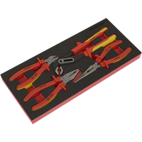 SEALEY Insulated Pliers Set 4Pc With Tool Tray - Vde Approved | TBTE07 | GSF Car Parts