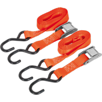 SEALEY Cam Buckle Strap 25mm X 2.5M Polyester Webbing With S-Hooks 500Kg Breaking Strength | TD05025CS | GSF Car Parts