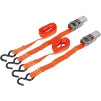 SEALEY Ratchet Straps 25mm X 4M Polyester Webbing With S-Hooks 500Kg Breaking Strength - Pair | TD0540S2 | GSF Car Parts
