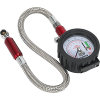 SEALEY Tyre Pressure Gauge & Tyre Tread Depth Gauge - Flexible Hose 0-8Bar(0-120Psi) | TSTPDG02 | GSF Car Parts