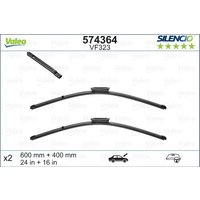 VALEO Renault Clio Wiper Blade - Silencio Flat Blade Set With Spoiler 600mm/24In & 400mm/16In | VF323 | GSF Car Parts
