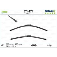 VALEO Mercedes-Benz Cla Wiper Blade - Silencio Flat Blade Set With Spoiler 600mm/24In & 475mm/19In | VF371 | GSF Car Parts