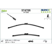 VALEO Seat Ateca Wiper Blade - Silencio Flat Blade Set With Spoiler 650mm/26In & 450mm/18In | VF388 | GSF Car Parts
