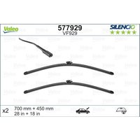 VALEO Mercedes-Benz Eqv Wiper Blade - Silencio Flat Blade Set With Spoiler 700mm/28In & 450mm/18In | VF929 | GSF Car Parts