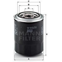MANN Hyundai Terracan Oil Filter - Screw On | W930/26 | GSF Car Parts