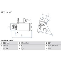 Bosch Anlasser Mercedes 124 190 T1 T1/Tn T2/Ln1