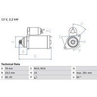 Bosch Anlasser Hyundai H-1 Kia Sorento