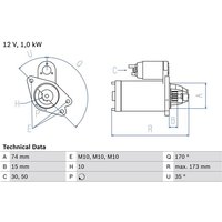 Bosch Anlasser Mazda 2 3