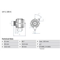 Bosch Lichtmaschine Opel Frontera Omega Vectra