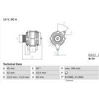 Bosch Lichtmaschine Fiat Doblo Multipla Palio Punto Stilo Strada