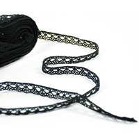 Abakhan 10mm Cotton Cluny Lace Trim Pack Black 5m