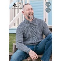Emu Classic Aran With Wool Men's Shawl Neck Jumper 1004 Knitting Pattern PDF To Fit Chest 3638 - 4446"