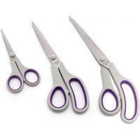 Hemline Scissor Set 3 Piece Purple Grey 13cm 5in 22cm 8.75in 25cm 10in