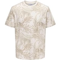 T-shirt Only & Sons Onskash Reg Leaf Aop Homme Egret