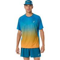 Camiseta de running asics road fade ss top hombre azul/yamabuki