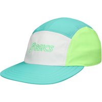 Gorra de running asics performance running 5 panel verde/beige