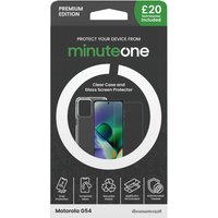 Motorola G54 Minute One Premium Clear Case and Glass Screen Protector Buy Now