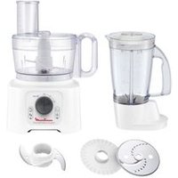 Robot multifonction MOULINEX FP542111 DoubleForce CompactUn robot qui peut tout faireEsthétique et pratique, le robot multifonction MOULINEX s'impose par ses performances optimales. Avec 6 options de vitesses et 800 W de puissance, il permet la réalisation de toutes vos recettes. D'encombrement réduit, ce robot Moulinex occupe peu de place sur un plan de travail. Il peut mixer vos veloutés, râper le fromage ou trancher les légumes en petits morceaux. Vos sauces et crèmes fouettées seront encore plus légères, avec ce robot aux multiples fonctionnalités. Ses deux sorties moteurs s'adaptent à vos besoins en cuisine : avec la force de rotation maximale vous pouvez hacher finement les préparations. La force de rotation moyenne suffit pour mixer les ingrédients.Un équipement de grande capacitéCe robot multifonction est livré avec tout un lot d'accessoires. Son dispositif de coupe comprend une lame robuste en inox et un disque tranchant pour découper les aliments. Son bol blender d'une contenance de 1,25 L s'accompagne d'un bol principal de 2,2 L. De quoi réaliser des préparations pour toute la famille !