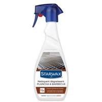 Nettoyant détartrant STARWAX pour plancha et barbecuePour dégraisser facilementQuoi de plus agréable que de cuisiner en extérieur et de partager un bon moment en famille ou entre amis autour d'un barbecue ? Même si la corvée du nettoyage peut vous en faire passer l'envie... Pour venir à bout des résidus et graisses sur votre plancha ou votre barbecue, ce nettoyant dégraissant STARWAX est idéal. D'une efficacité redoutable, il permet de retirer facilement les résidus de graisses cuites de vos appareils. Ce nettoyant dégraissant convient pour tous types de barbecues et de planchas. Vous pouvez l'utiliser pour vos grilles et autres accessoires. Ce produit nettoyant dégraissant contient 516 g de solution.Une utilisation aiséeGrâce à son embout pratique, ce nettoyant dégraissant pour plancha et barbecue est facile à utiliser. Vaporisez une petite quantité de produit sur les supports à nettoyer. La solution agit même lorsqu'ils sont froids. Attendez quelques minutes avant de frotter avec une éponge humide. Rincez, séchez, et c'est propre.