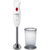 Mixeur BOSCH MSM24100 Mixeur plongeantUn appareil pratique, facile à entretenirCe mixeur plongeant BOSCH fait partie des appareils indispensables au quotidien. Offrant une puissance maximale de 400 W, c'est un allié précieux pour réussir toutes vos recettes. Son pied extra-long et doté de 4 lames aiguisées vous garantit des préparations parfaitement homogènes. Il est livré avec un bol mixeur gradué. Pratique, il permet de doser les aliments puis de les mélanger directement. Ce mixeur plongeant est facile à nettoyer puisque son pied amovible en inox est compatible avec le lave-vaisselle. Disponible à un très bon rapport qualité/prix, ce mixeur plongeant de 400 W vous accompagnera de nombreuses années.Un modèle ergonomiqueCe mixeur plongeant blanc offre une prise en main facile grâce à sa conception ergonomique. Il convient tant aux droitiers qu'aux gauchers. La partie supérieure est légèrement incurvée pour s'adapter à la forme de la main. Avec son design moderne et élégant, il se fondra dans votre décoration de cuisine.