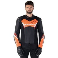Alpinestars Faster V3 Leather Motorcycle Jacket - Black / Red Fluro, 56, Black/red