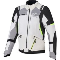 Alpinestars Stella Andes V4 Drystar Ladies Textile Motorcycle Jacket - Ice Grey / Dark Grey / Black / Yellow Fluo, XL, Black/grey/yellow