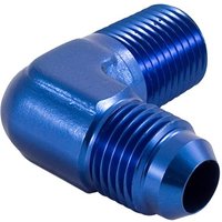 Automotive Plumbing Solutions Male To Male 90 Degree Adaptor JIC to NPTF Thread - 1/8NPT to -3 JIC, Blue