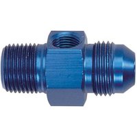 Goodridge JIC Male To NPT Male Adaptor With 1/8 NPT Female Take Off - 06 Male to 3/8 NPT, Blue