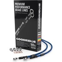 Goodridge Motorcycle Front Brake Line Kit - Electric Blue Line / Stainless Fitting, Blue