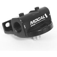 Mocal Billet Remote Oil Filter Head - In Line Ports - 3/4 Inch UNF, Right To Left