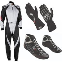 OMP KS-3X Kartwear Package - Colour: Black / Silver, Adult Size, Black/silver