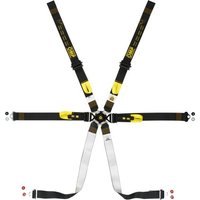 "OMP One 2" Endurance Pull Down Harness" - Black,silver, Black/silver