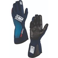 OMP One Evo FX Race Gloves - Navy Blue / Cyan, L
