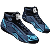 OMP Sport Race Boots - Colour: Black / Cyan, Size: UK 8 / Eur 42
